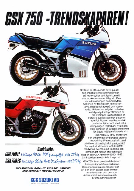 Suzuki GSX750ES GSX750EF ac, Sweden